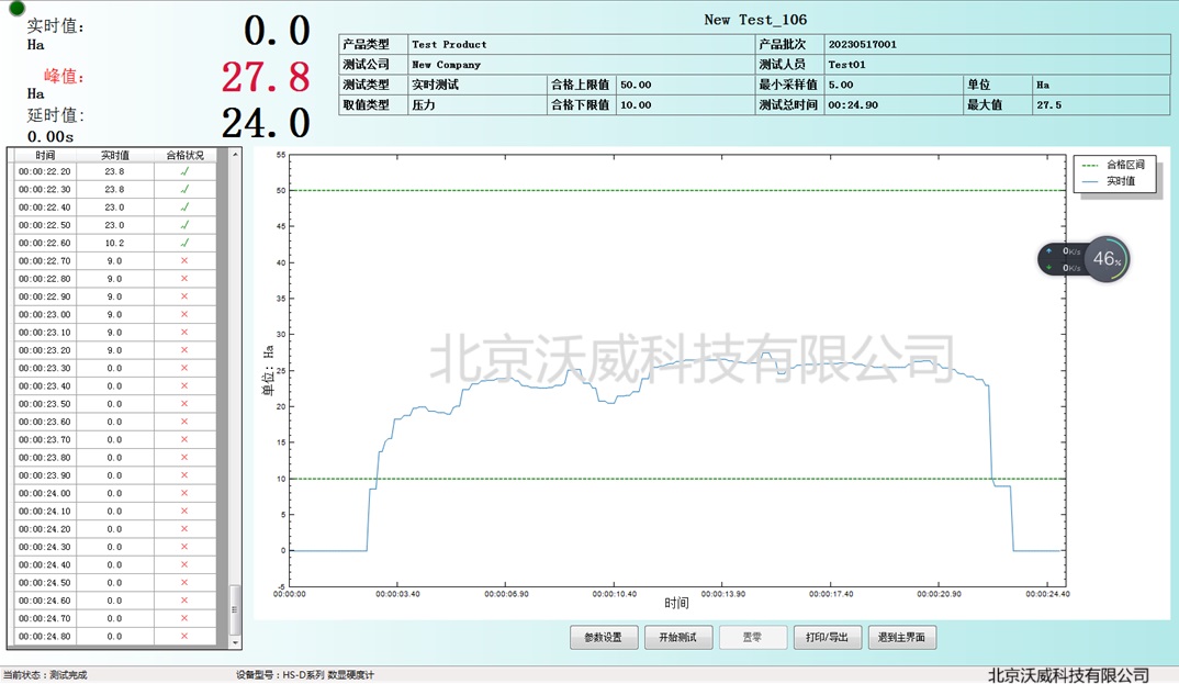 邵氏硬度計(jì)軟件，曲線圖